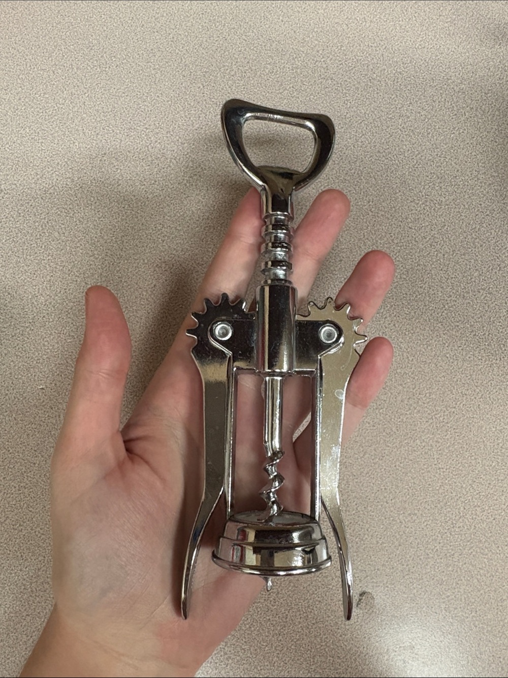 Winged Lever Corkscrew Bottle Opener - Silver